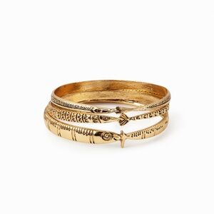 Gold Fish Bangle Bracelet Set